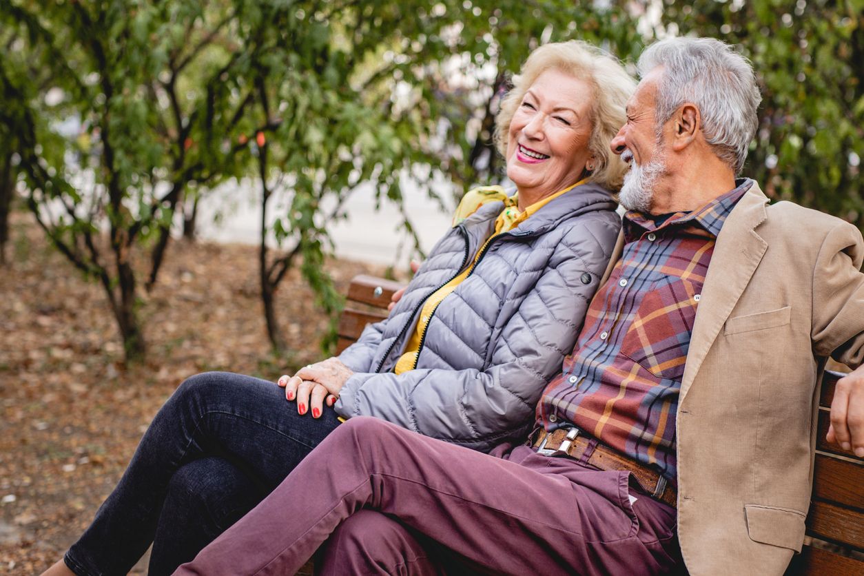 Senior couple enjoying the outdoors near an Asheville, NC, assisted living facility